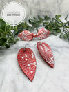 Mommy and Me red and white snake skin Earring and bow set
