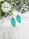 Turquoise Leather Pointed teardrop size small Earrings