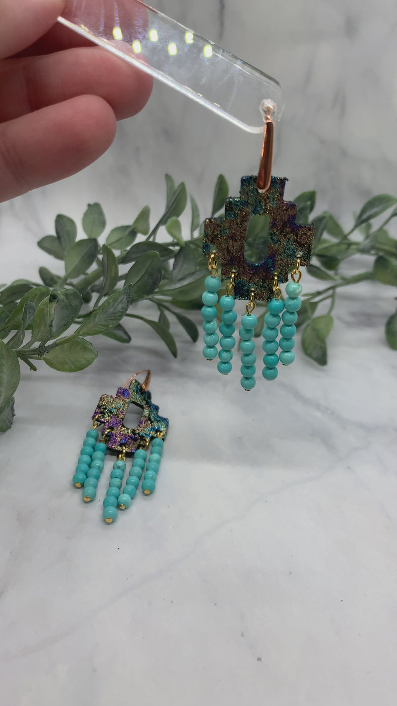 Aztec Earrings with Turquoise Beads