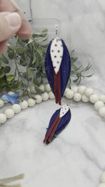 Flaming 4th Feather Leather Earrings