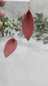 Coral Lines Leather Pointed teardrop size large Earrings