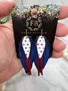 Flaming 4th Feather Leather Earrings