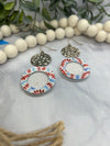 Double Circle 4th of July Leather Earrings