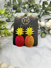 Shiny Rainbow Leather Pineapple Earrings