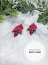 Hot pink Owl Leaf Earrings
