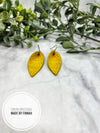 Mustard Yellow Leather Pointed teardrop size small Earrings