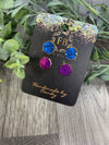 Leopard and Pebbled leather 12mm leather stud earrings