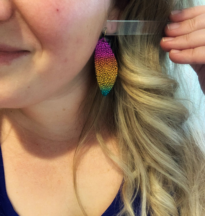 Pebbled Metallic Rainbow drop Earrings