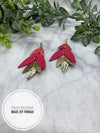 Hot pink and gold Leaf Earrings