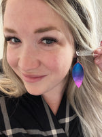 Rainbow Leather Pointed teardrop size medium Earrings