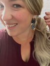 Navy blue and Chevron patterned Leather Pineapple Earrings