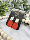 White and Coral Leather Pineapple Earrings