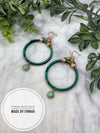 Emerald wooden round Dangle Earrings