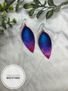Rainbow Leather Pointed teardrop size medium Earrings
