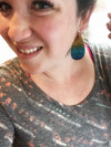 Pebbled Metallic Rainbow Leather teardrop size Medium Earrings