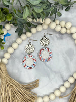 Double Circle 4th of July Leather Earrings