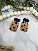 Rounded Square Stars 4th of July Leather Earring’s