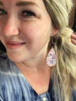 Mommy and me Summer floral Teardrop Earrings with twisted bow clip