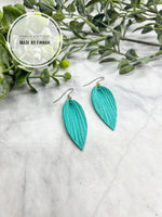 Turquoise Leather Pointed teardrop size small Earrings