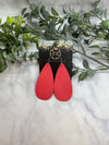 Coral Lines Leather teardrop size large Earrings