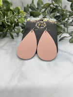 Smooth baby pink Leather teardrop size Medium Earrings